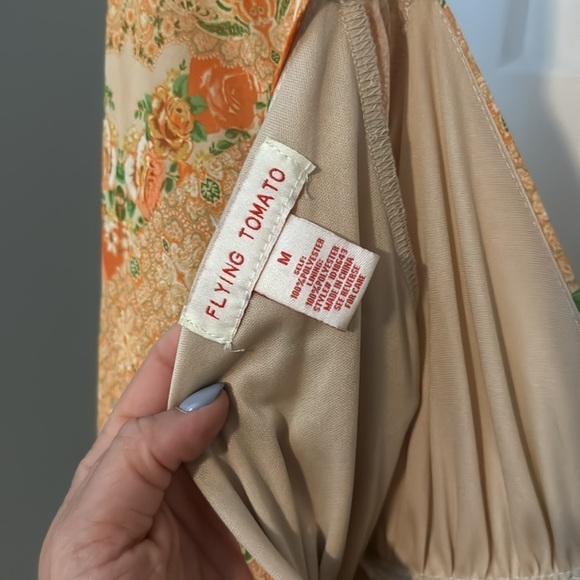 Orange floral design dress - Picture 4 of 5